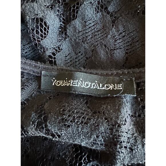 You Are Not Alone Sz Large Black Lace Fringe Hem Robe Kimono Cardigan whimsygoth - Picture 5 of 9